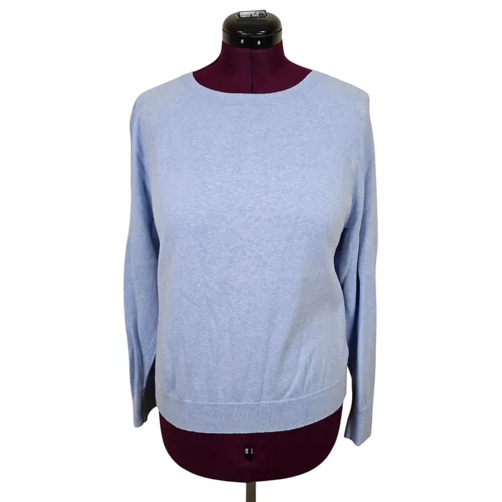 Women's J. Crew Blue Cashmere Blend Crewneck Sweater | Size Large